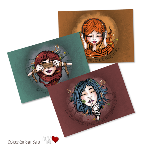 PACK SAN SARU · 3 ilustraciones
