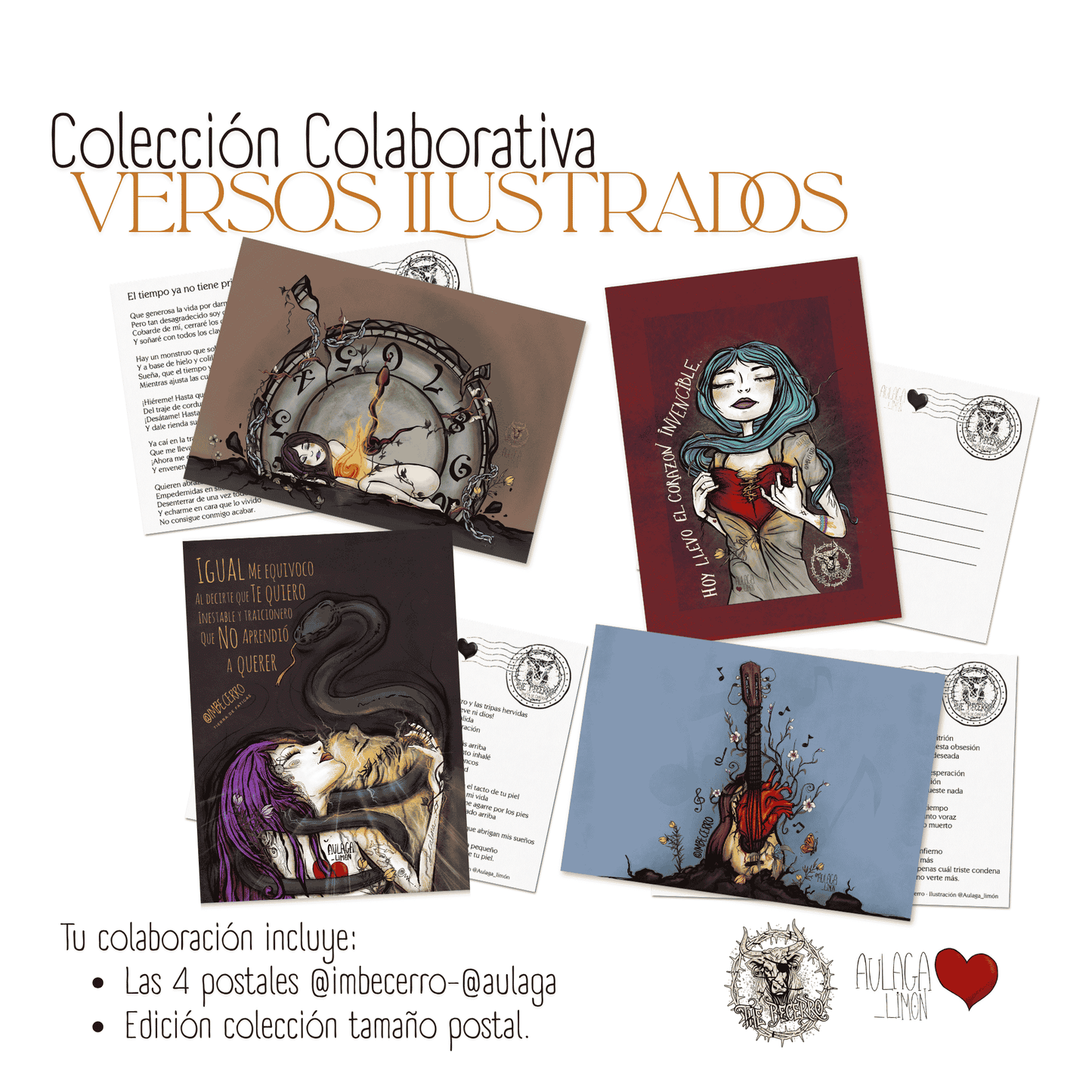 4 Postales VERSOS ILUSTRADOS · Imbecerro & Aulaga