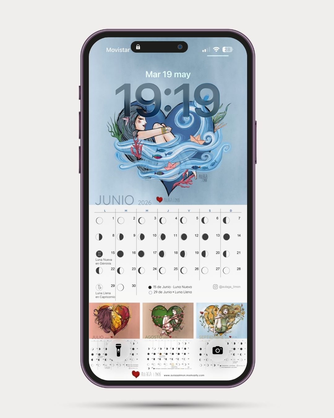 Calendario Lunar Verano 2026 · Descarga digital