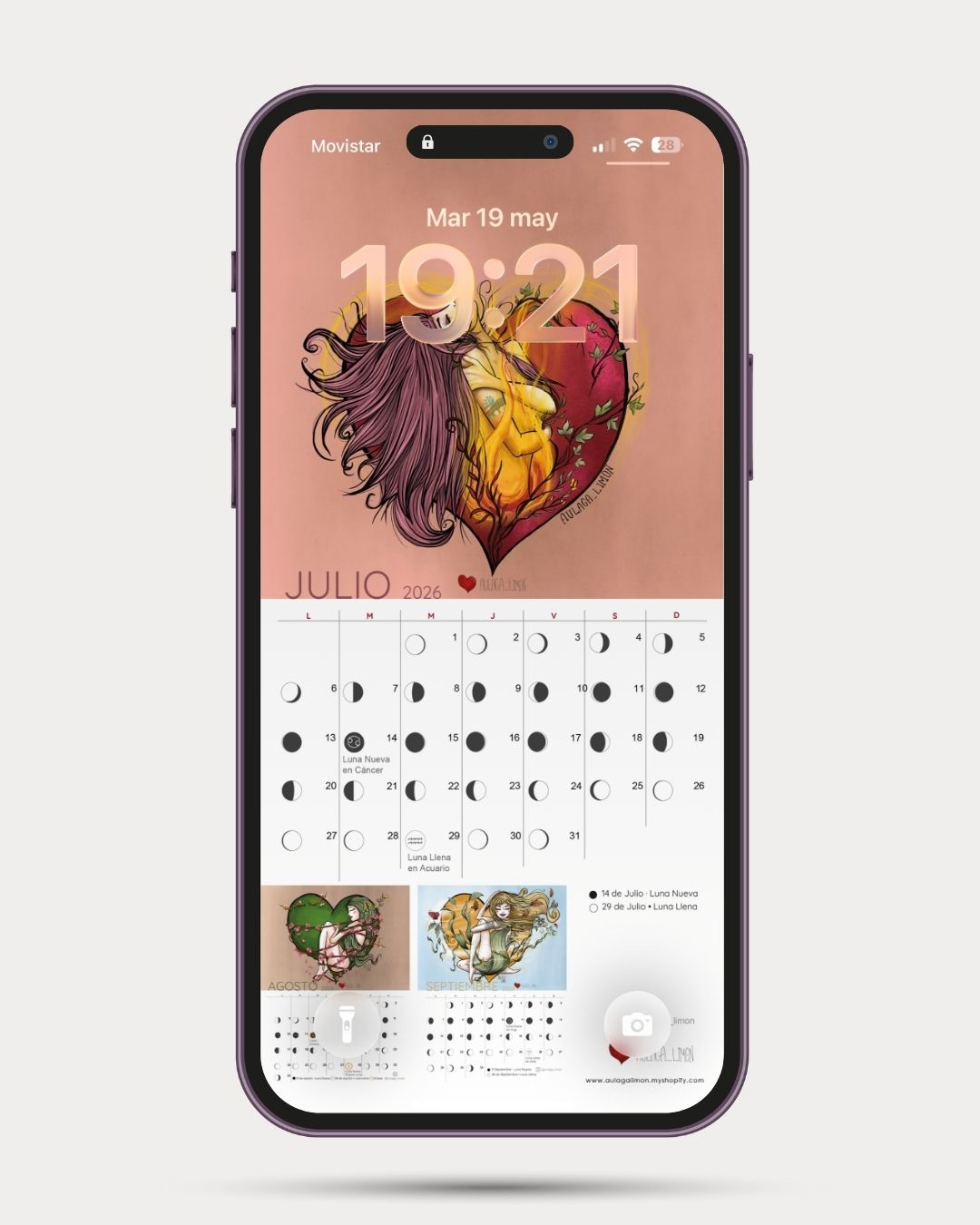 Calendario Lunar Verano 2026 · Descarga digital