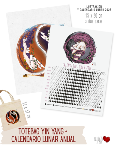 TOTEBAG YIN YANG + CALENDARIO LUNAR 2026