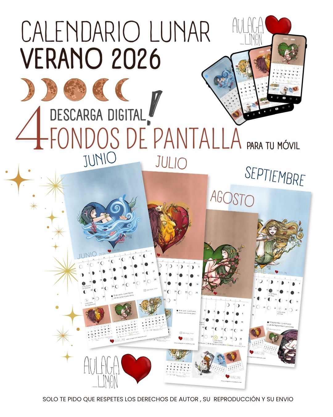 Calendario Lunar Verano 2026 · Descarga digital