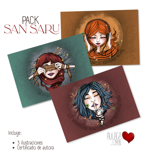 PACK SAN SARU · 3 ilustraciones